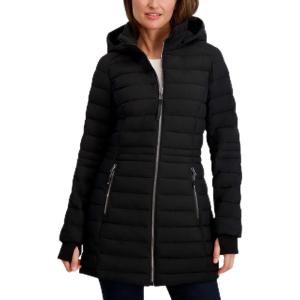 imageNautica Womens Lt Down Jacket with Hood 34 LengthBlack