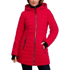 imageNautica Womens Lt Down Jacket with Hood 34 LengthNautica Red