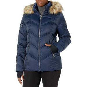 imageNautica Womens Mechanical Stretch Softshell Jacket  WaterResistant Midweight Coat Attached HoodNavy
