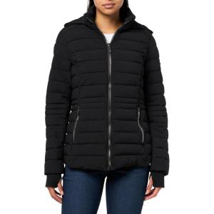 imageNautica Womens Short Puffer Coat with Faur Fur Trim HoodBlack