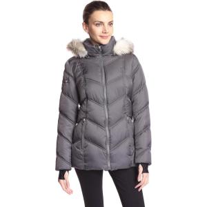 imageNautica Womens Short Puffer Coat with Faur Fur Trim HoodChrome