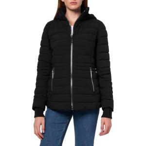 imageNautica Womens Short Puffer Coat with Faur Fur Trim HoodEbony