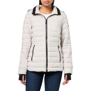 imageNautica Womens Short Puffer Coat with Faur Fur Trim HoodLimestone
