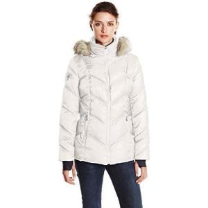 imageNautica Womens Short Puffer Coat with Faur Fur Trim HoodPebble