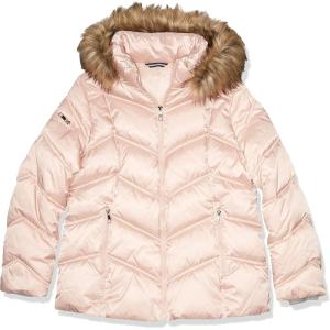 imageNautica Womens Short Puffer Coat with Faux Fur Trim HoodDusty Pink