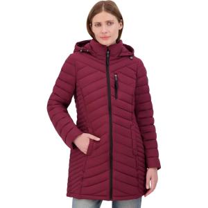 imageNautica Womens Stretch Puffer Jacket  Midweight Quilted Coat Detachable HoodCayenne