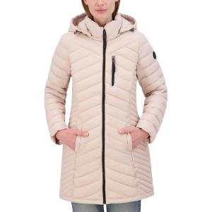imageNautica Womens Stretch Puffer Jacket  Midweight Quilted Coat Detachable HoodChampagne