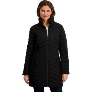 imageNautica Womens Stretch Puffer Jacket  Midweight Quilted Coat Detachable HoodMidnight