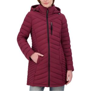 imageNautica Womens Stretch Puffer Jacket  Midweight Quilted Coat Detachable HoodSpices