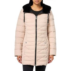 imageNautica Womens Stretch Puffer Jacket with Faux Fur Lined Hood  Wind ampamp WaterResistant Winter CoatChampagne
