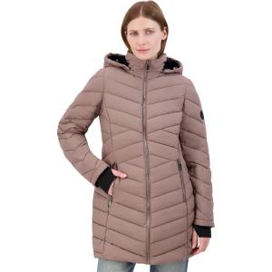 imageNautica Womens Stretch Puffer Jacket with Faux Fur Lined Hood  Wind ampamp WaterResistant Winter CoatChestnut