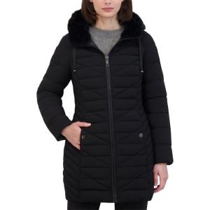 imageNautica Womens Stretch Puffer Jacket with Faux Fur Lined Hood  Wind ampamp WaterResistant Winter CoatMidnight