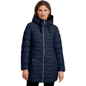 imageNautica Womens Stretch Puffer Jacket with Faux Fur Lined Hood  Wind ampamp WaterResistant Winter CoatNavy Seas