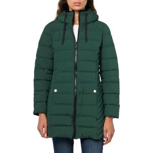 imageNautica Womens Stretch Puffer Jacket with Faux Fur Lined Hood  Wind ampamp WaterResistant Winter CoatVerde