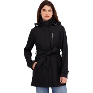 imageNautica womens Bonded Rain Jacket With Belt  Waterresistant Windresistant Transitional CoatBlack