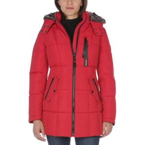 imageNautica womens Heavyweight Puffer Jacket With Faux Fur Lined HoodDeep Red