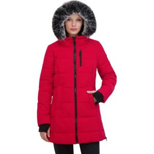 imageNautica womens Heavyweight Puffer Jacket With Faux Fur Lined HoodNautica Red