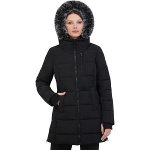 imageNautica womens Heavyweight Puffer Jacket With Faux Fur Lined HoodOnyx