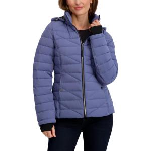 imageNautica womens Mechanical Stretch Puffer Jacketdetachable Faux Fur Hood ampamp Storm CuffsBlue