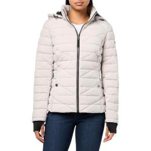 imageNautica womens Mechanical Stretch Puffer Jacketdetachable Faux Fur Hood ampamp Storm CuffsLimestone