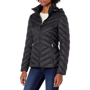 imageNautica womens Packable Stretch Puffer Jacket  Midweight Waterresistant Coat Adjustable HemOnyx