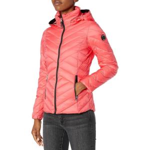 imageNautica womens Packable Stretch Puffer Jacket  Midweight Waterresistant Coat Adjustable HemPink