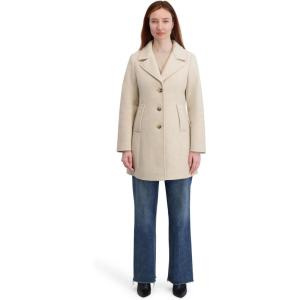 imageNautica womens Soft Faux Wool Peacoat long Winter Coat Doublebreasted Welt PocketsCream