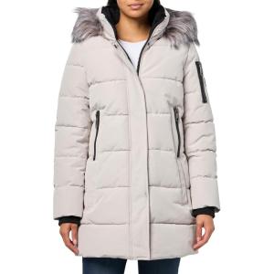 imageNautica womens Soft Mist Heavyweight Puffer Coat Winter Jacket With Detachable Faux Fur HoodLimestone
