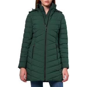 imageNautica womens Stretch Puffer Jacket winter Coat With Interior Bib Hood ampamp Reinforced Nylon LiningVerde