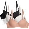 imageNautica Womens 3Pack Bras Cotton Blend Light Lift Everyday TShirt Bra SetLt Heather GreySoft TaupeBlack