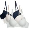 imageNautica Womens 3Pack Bras Cotton Blend Light Lift Everyday TShirt Bra SetZen GardenLt Heather GreyNavy Heather