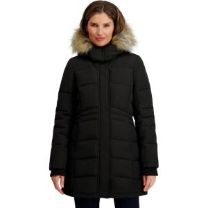 imageNautica Womens Mist Heavyweight Winter Coat Puffer Jacket with Detachable Faux Fur HoodBlack