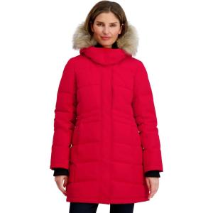 imageNautica Womens Mist Heavyweight Winter Coat Puffer Jacket with Detachable Faux Fur HoodNautica Red