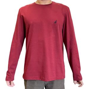imageNautica Mens JClass Logo Long Sleeve TShirtDeep Crimson