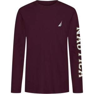 imageNautica Boys Long Sleeve Screen Print Graphic TShirtBold Tawny Port