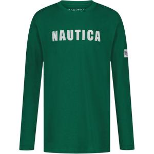 imageNautica Boys Long Sleeve Screen Print Graphic TShirtChain Stitch Evergreen