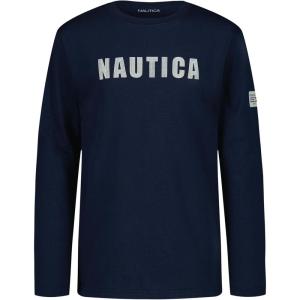 imageNautica Boys Long Sleeve Screen Print Graphic TShirtChain Stitch Navy Seas