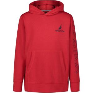 imageNautica Boys Pullover Fleece Hoodie SweatshirtCarmine Sleeve Hit