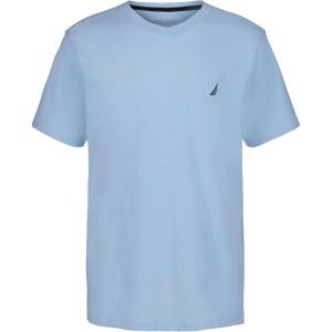 imageNautica Boys Short Sleeve Solid VNeck TShirt Soft Comfortable Relaxed FitBlue Bell