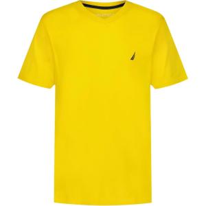 imageNautica Boys Short Sleeve Solid VNeck TShirt Soft Comfortable Relaxed FitLemon