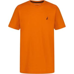 imageNautica Boys Short Sleeve Solid VNeck TShirt Soft Comfortable Relaxed FitPersimmon