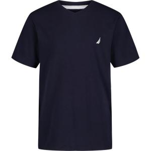imageNautica Boys Short Sleeve Solid VNeck TShirt Soft Comfortable Relaxed FitSport Navy
