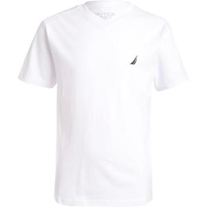 imageNautica Boys Short Sleeve Solid VNeck TShirt Soft Comfortable Relaxed FitWhite