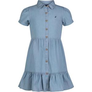 imageNautica Girls Short Sleeve Chambray Shirt DressLight Wash Chambray