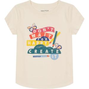 imageNautica Girls Short Sleeve TShirt with Fun Graphic Design Cotton Tee with Tagless InteriorEgret Happy