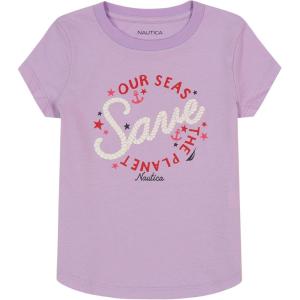 imageNautica Girls Short Sleeve TShirt with Fun Graphic Design Cotton Tee with Tagless InteriorLavendula Planet
