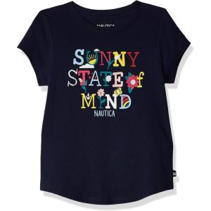 imageNautica Girls Short Sleeve TShirt with Fun Graphic Design Cotton Tee with Tagless InteriorNavy Sunny State