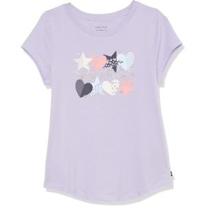 imageNautica Girls Short Sleeve TShirt with Fun Graphic Design Cotton Tee with Tagless InteriorPurple Heart Star