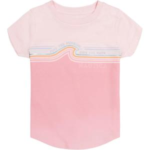 imageNautica Girls Short Sleeve TShirt with Fun Graphic Design Cotton Tee with Tagless InteriorRose Shadow Waves