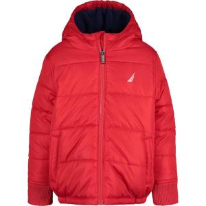imageNautica boys Heavyweight Hooded Bubble Jacket With Polar Fleece LiningCarmineNavy